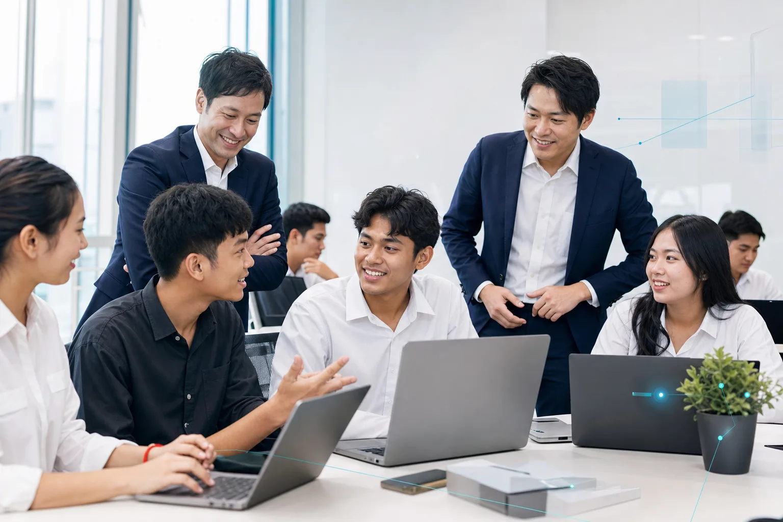 海外展開の調査と企業交流に取り組む学生